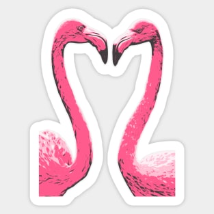 Flamingo Illustrated Heart Shaped Sticker